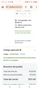 CREWSTM26 coupon verification screenshot