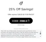 25MLS coupon verification screenshot