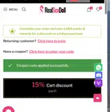 Real Sex Doll coupon verification screenshot
