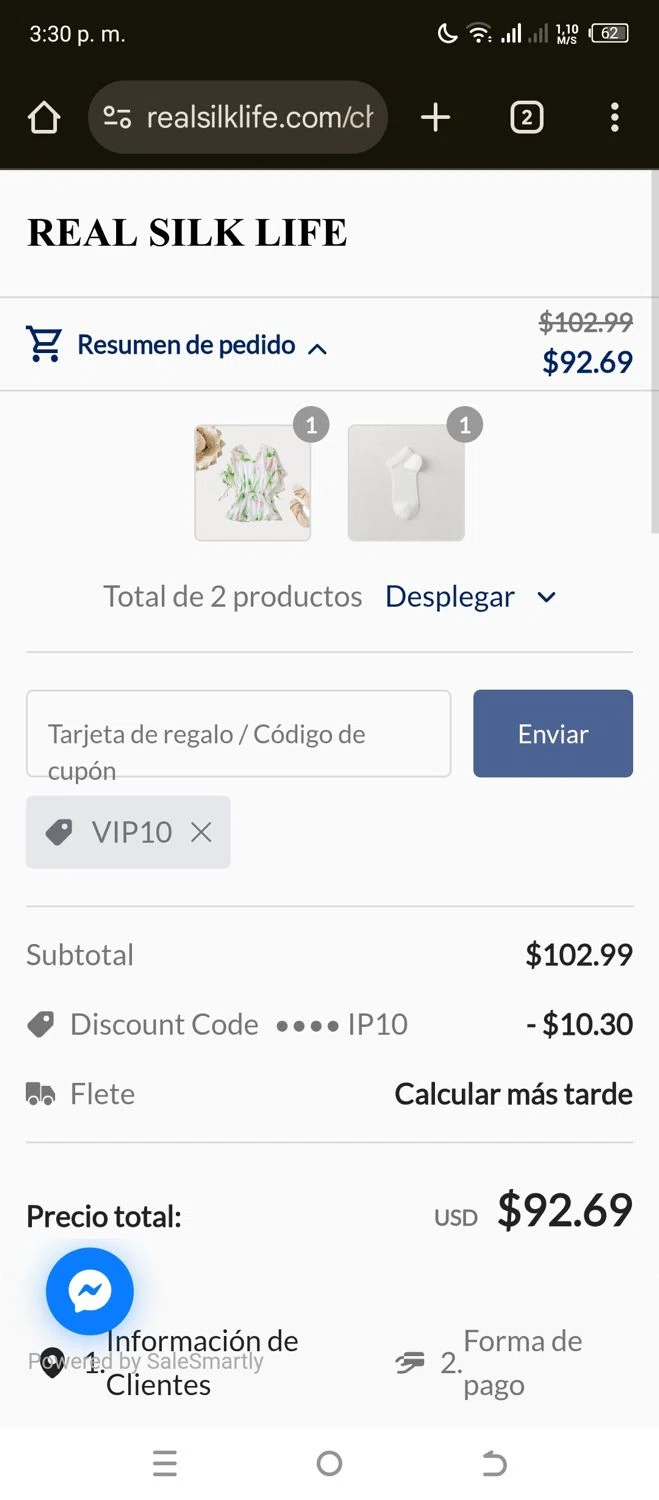 RealSilk Life checkout page showing RealSilk Life promo code box | Screenshot taken by SimplyCodes community member on Jul 23, 2025