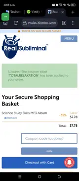 TOTALRELAXATION coupon verification screenshot