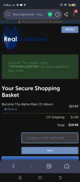 TOTALRELAXATION coupon verification screenshot