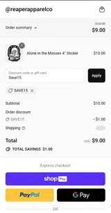 Save15 coupon verification screenshot