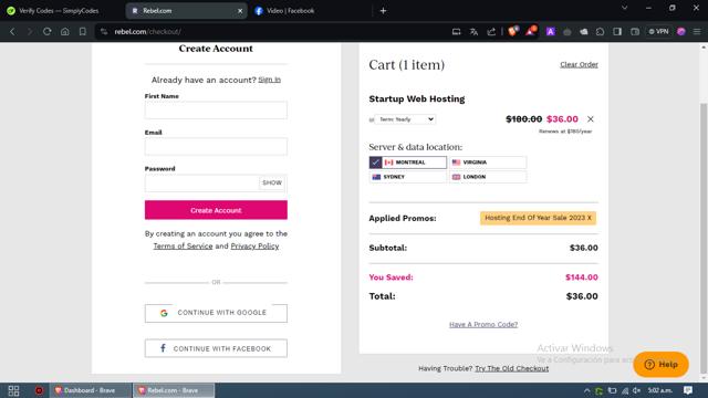 Rebel.com checkout page showing Rebel.com discount code box | Screenshot taken by SimplyCodes community member on Apr 3, 2024