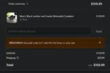 WELCOME15 coupon verification screenshot
