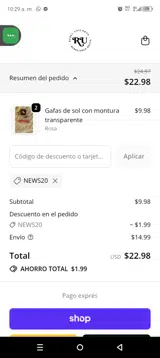 NEWS20 coupon verification screenshot