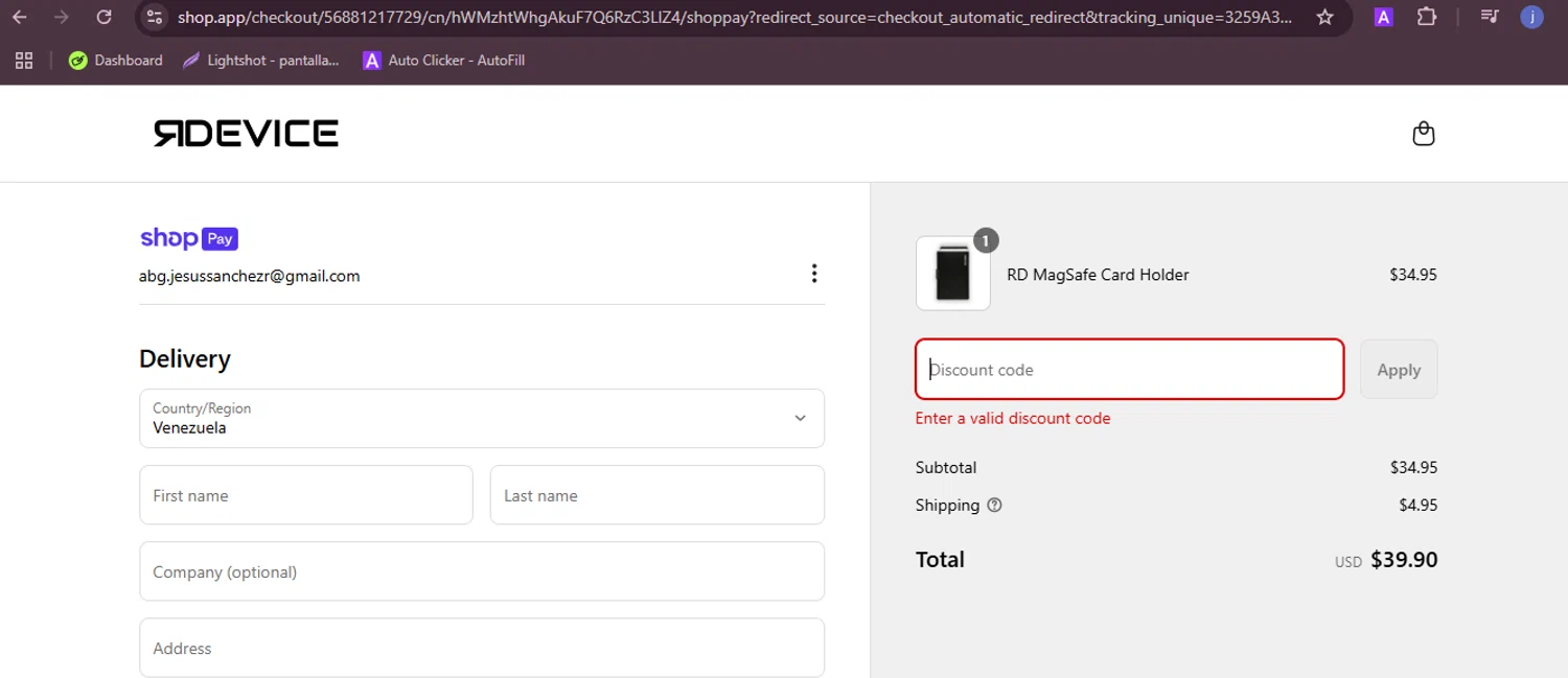 Reborn Device discount code screenshot showing code TAKE20OFF applied at Reborn Device checkout page. Uploaded by SimplyCodes community member RebateFalcon3172 on Jun 20, 2025