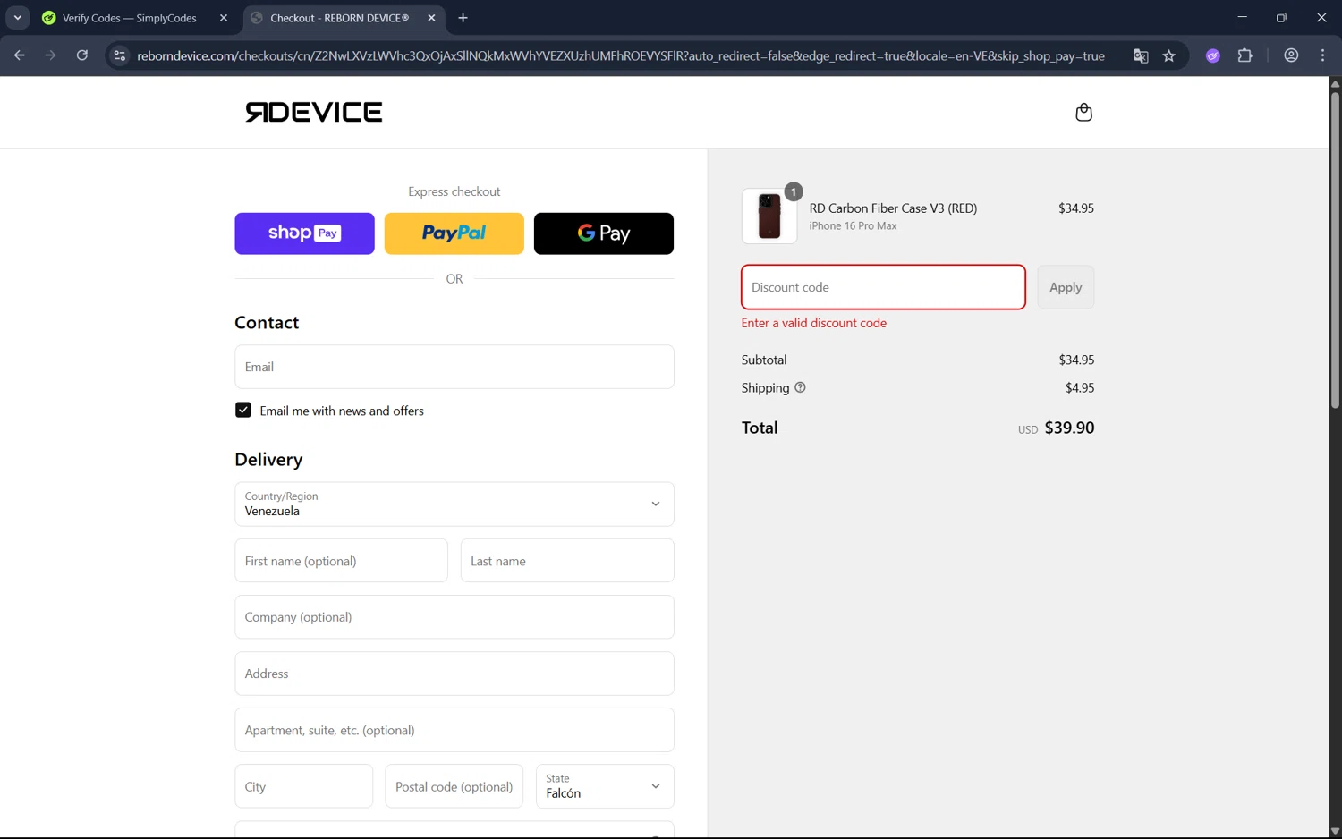 Reborn Device discount code screenshot showing code RED25 applied at Reborn Device checkout page. Uploaded by SimplyCodes community member juan1702 on Jun 25, 2025