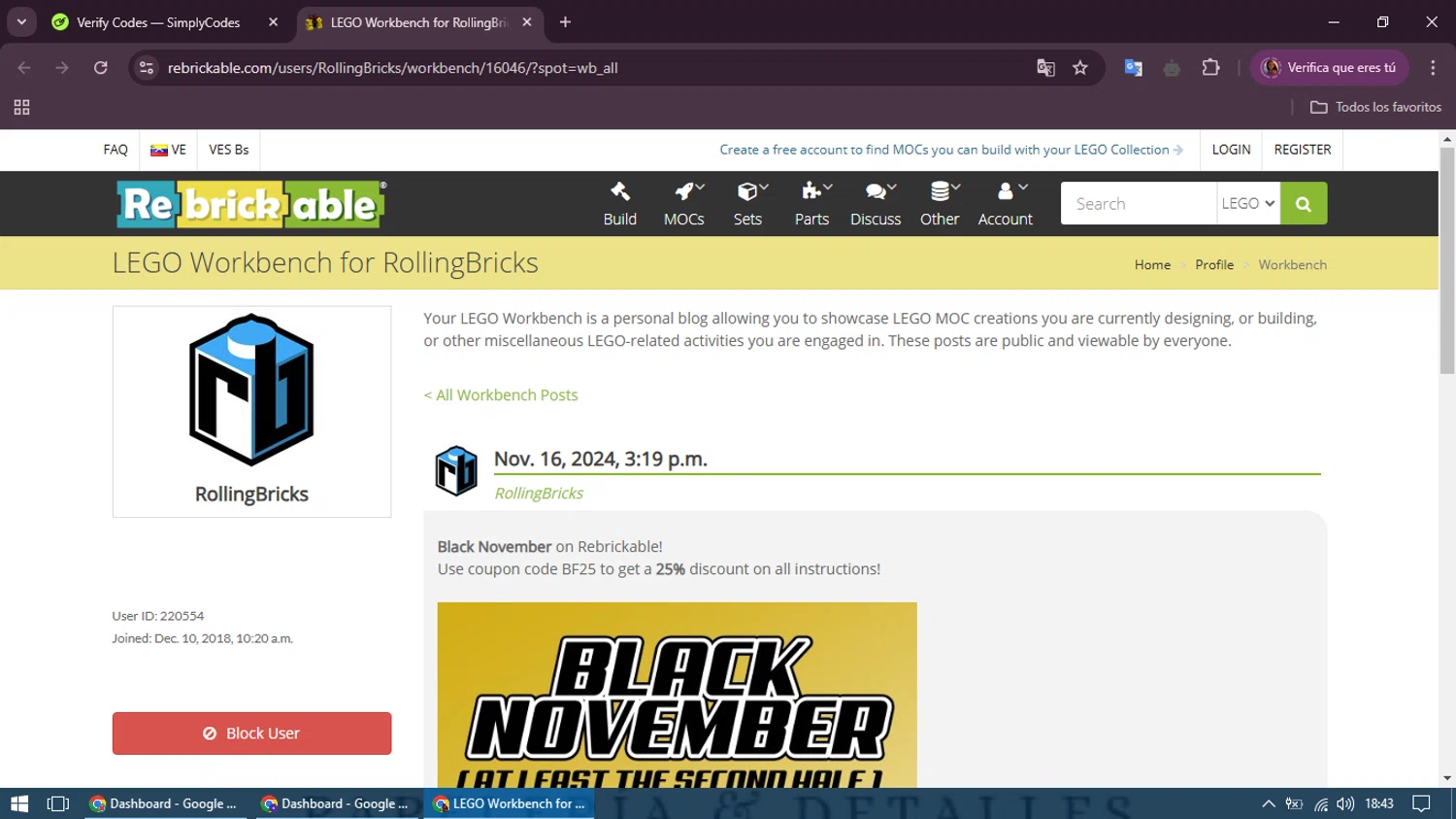 Rebrickable checkout page showing Rebrickable coupon code box | Screenshot taken by SimplyCodes community member on Mar 1, 2025