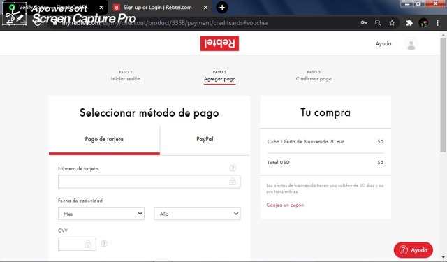 Rebtel checkout page showing Rebtel coupon code box | Screenshot taken by SimplyCodes community member on Mar 3, 2021