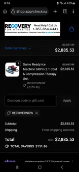RECOVERNOW coupon verification screenshot
