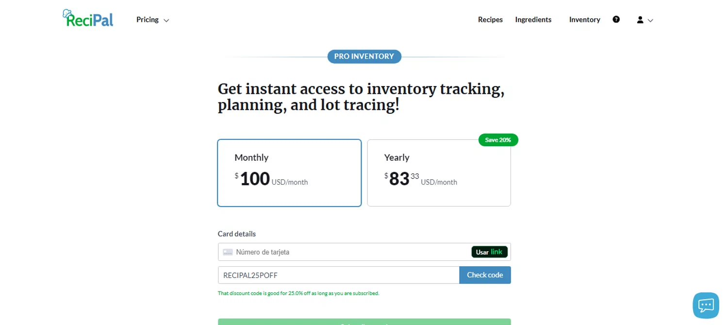 ReciPal promo code screenshot showing code RECIPAL25POFF applied at ReciPal checkout page. Uploaded by SimplyCodes community member ESTHER3121 on Aug 10, 2025