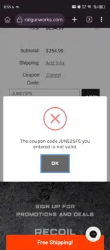 JUNE25FS coupon verification screenshot