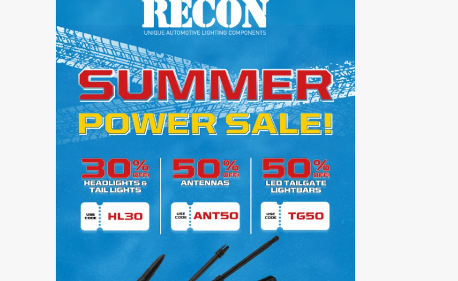 RECON promo code screenshot showing code ant50 applied at RECON checkout page. Uploaded by SimplyCodes community member juanjose on Jul 9, 2025