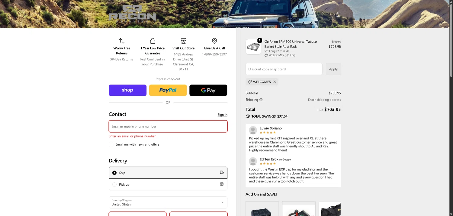 Reconrecovery promo code screenshot showing code Welcome5 applied at Reconrecovery checkout page. Uploaded by SimplyCodes community member BargainCurator5453 on Dec 10, 2025