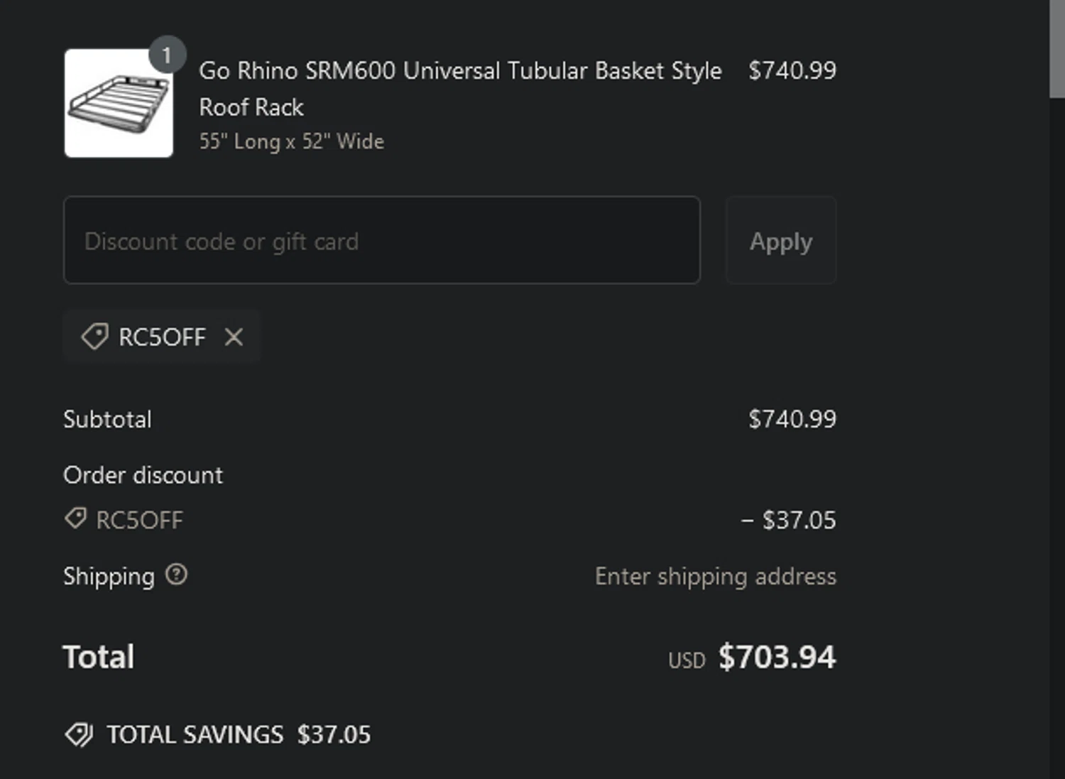 Reconrecovery promo code screenshot showing code RC5OFF applied at Reconrecovery checkout page. Uploaded by SimplyCodes community member xocelot44x on Feb 3, 2025