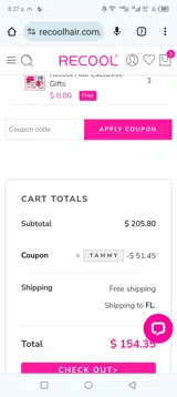 TAMMY coupon verification screenshot