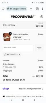 RECOSALE23 coupon verification screenshot