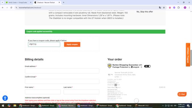 Recover Tactical checkout page showing Recover Tactical coupon code box | Screenshot taken by SimplyCodes community member on Jun 27, 2025