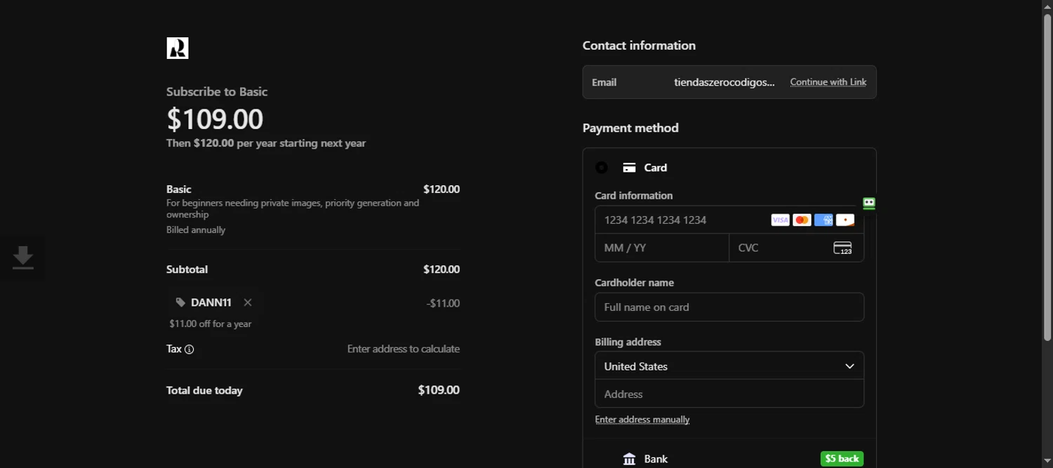 Recraft promo code screenshot showing code DANN11 applied at Recraft checkout page. Uploaded by SimplyCodes community member 111111 on Sep 2, 2025