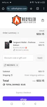 RECON15 coupon verification screenshot