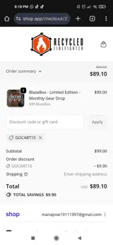 Gocart10 coupon verification screenshot