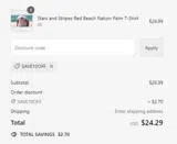 SAVE10OFF coupon verification screenshot