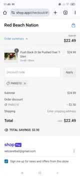 Paris10 coupon verification screenshot
