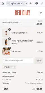 Caro15 coupon verification screenshot