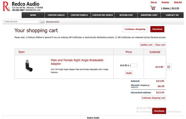 Redco Audio checkout page showing Redco Audio coupon code box | Screenshot taken by SimplyCodes community member on Jun 16, 2025