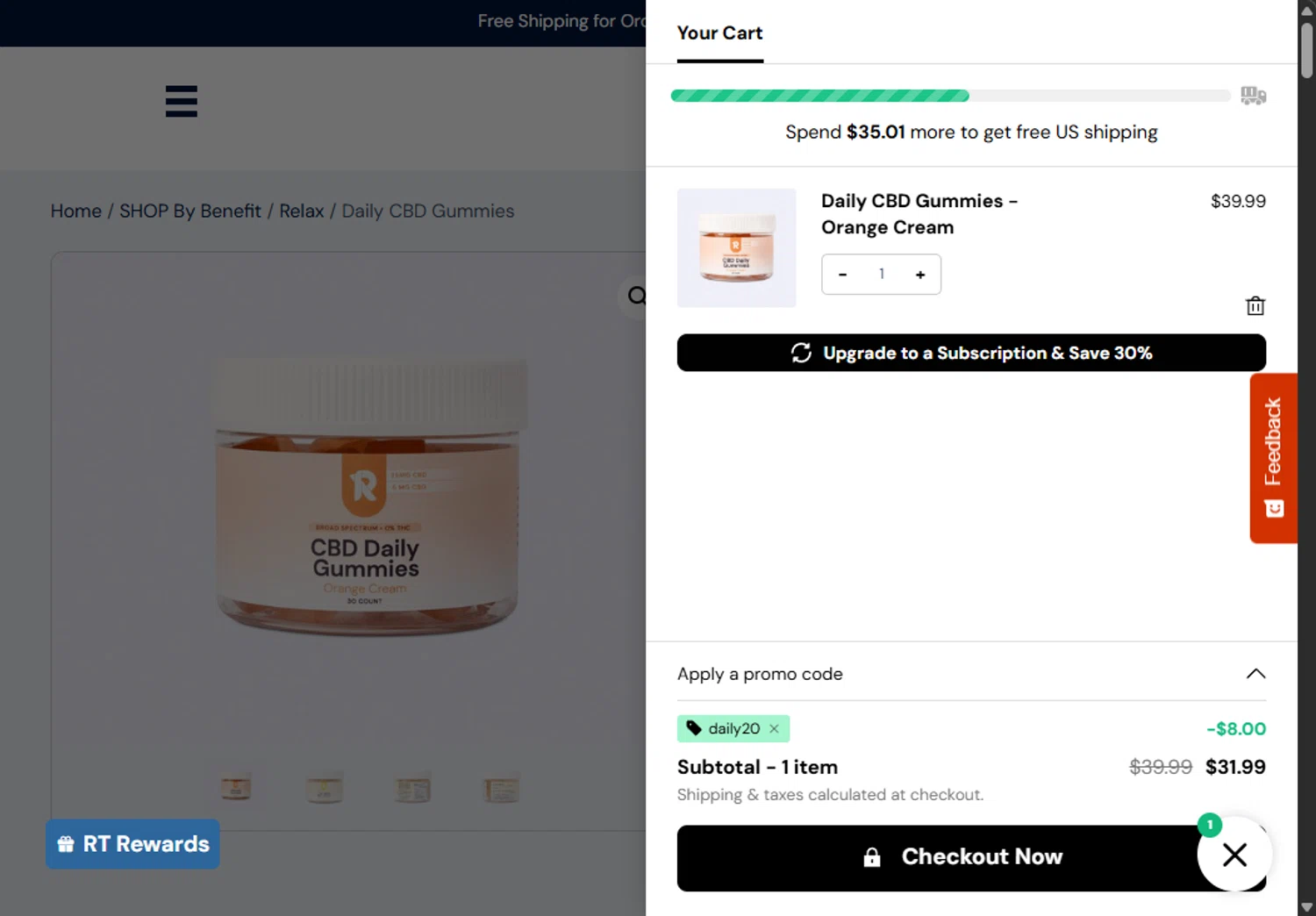 Redeem Therapeutics checkout page showing Redeem Therapeutics promo code box | Screenshot taken by SimplyCodes community member on Dec 10, 2025