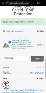 10ffredem coupon verification screenshot