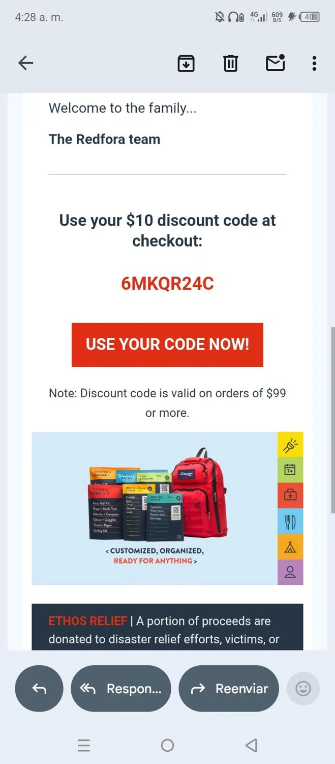 Redfora promo code screenshot showing code 6MKQR24C applied at Redfora checkout page. Uploaded by SimplyCodes community member Enamorado on Feb 1, 2026