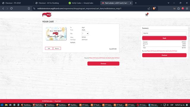 Red Lobster checkout page showing Red Lobster coupon code box | Screenshot taken by SimplyCodes community member on Nov 8, 2024