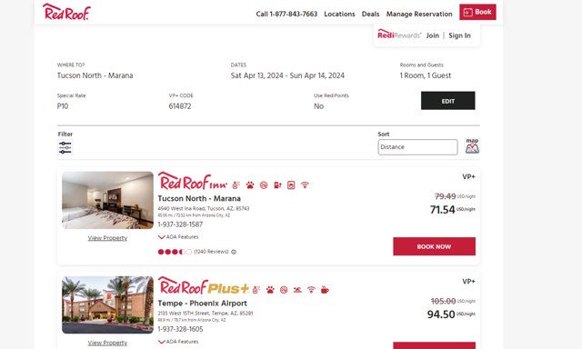 Red Roof checkout page showing Red Roof promo code box | Screenshot taken by SimplyCodes community member on Apr 13, 2024