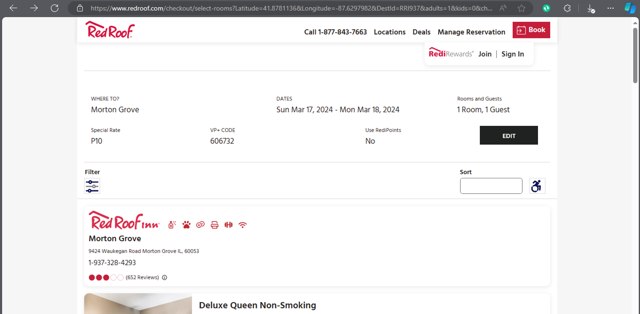 Red Roof checkout page showing Red Roof promo code box | Screenshot taken by SimplyCodes community member on Mar 17, 2024