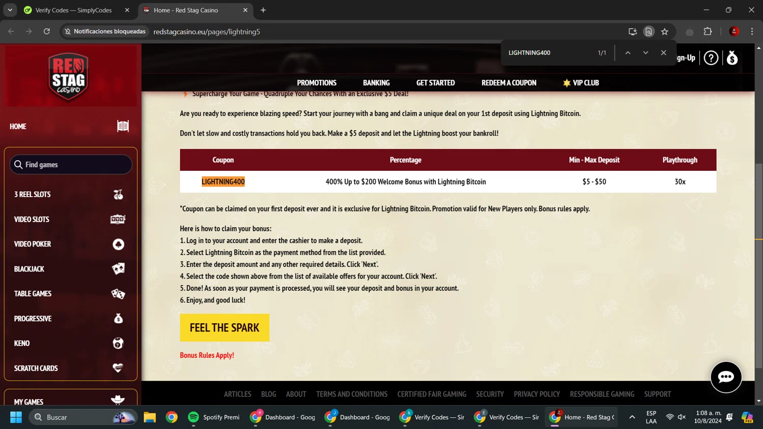 how to use Red Stag Casino coupons