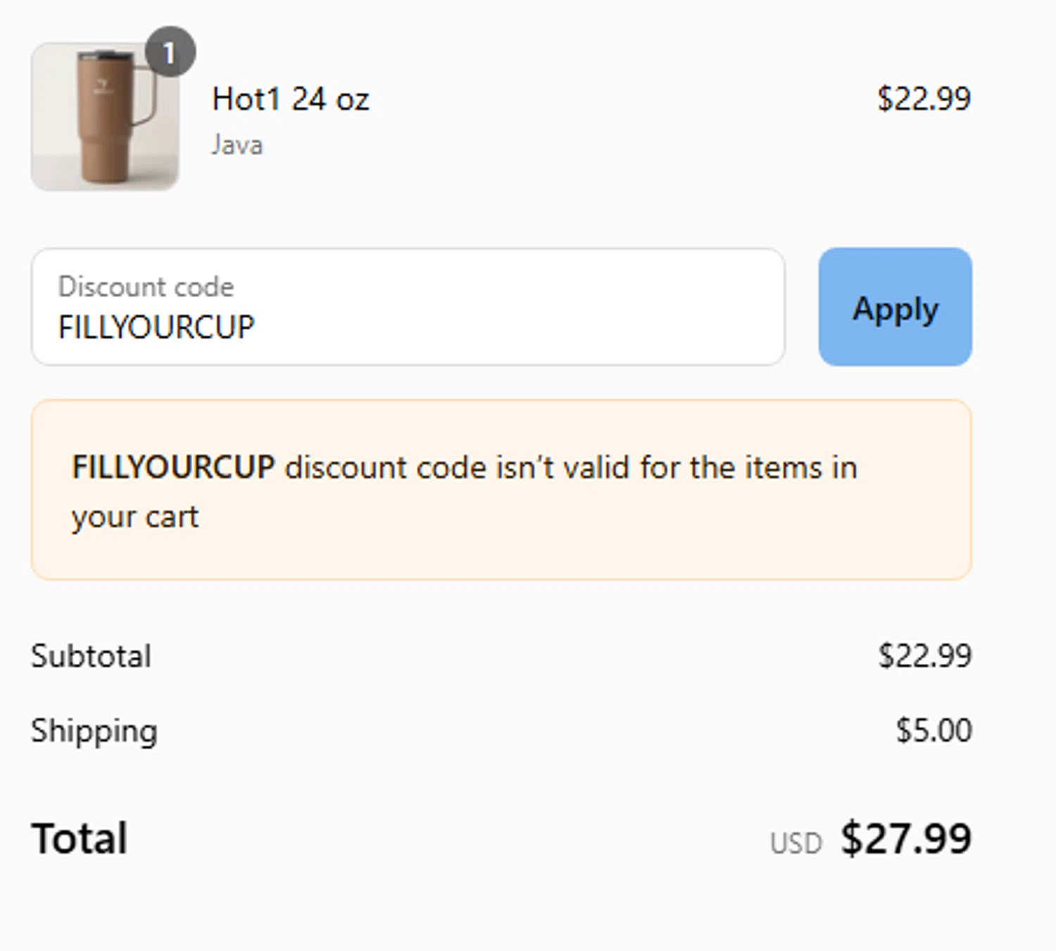 Reduce coupon code screenshot showing code FILLYOURCUP applied at Reduce checkout page. Uploaded by SimplyCodes community member MARIO12 on Sep 10, 2025