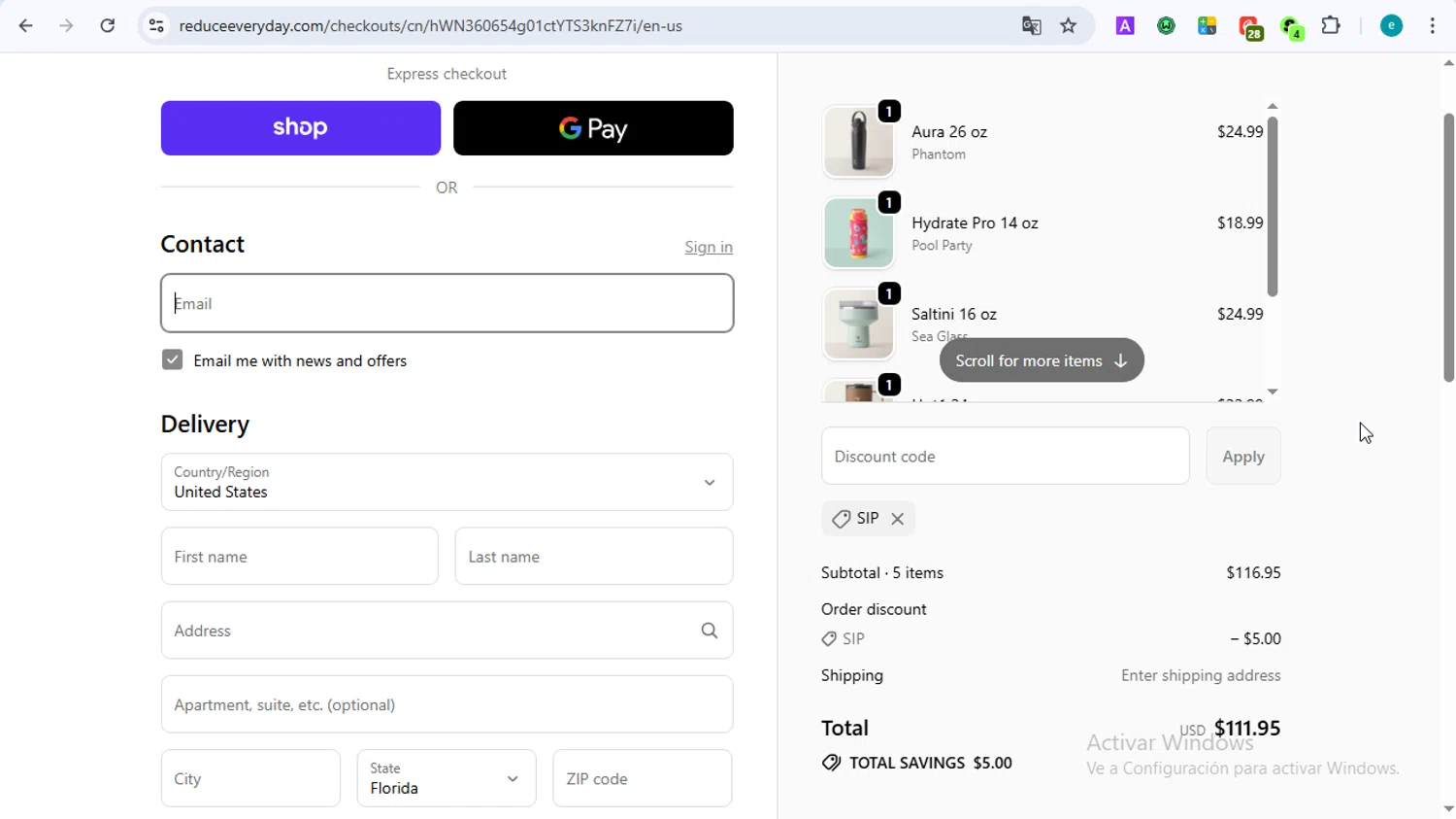 Reduce coupon code screenshot showing code SIP applied at Reduce checkout page. Uploaded by SimplyCodes community member LOVECOUPON on Sep 17, 2025