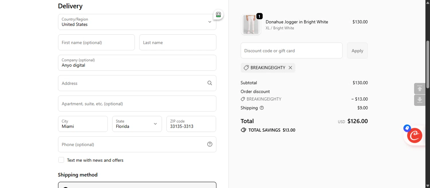 REDVANLY discount code screenshot showing code BREAKINGEIGHTY applied at REDVANLY checkout page. Uploaded by SimplyCodes community member 111111 on Dec 19, 2025