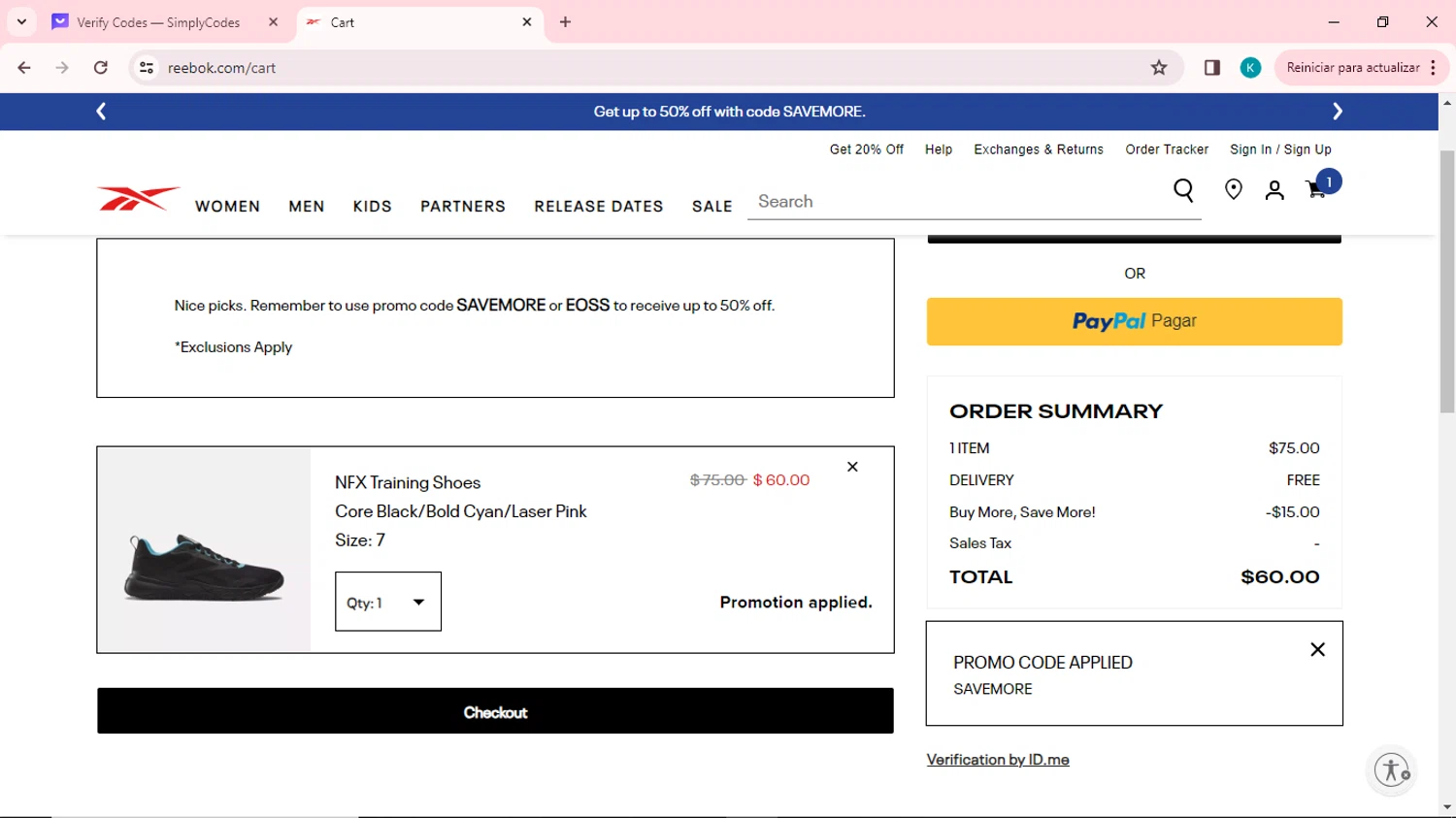 Reebok Promo Codes 60 Off Discount Codes in August 2024 SimplyCodes