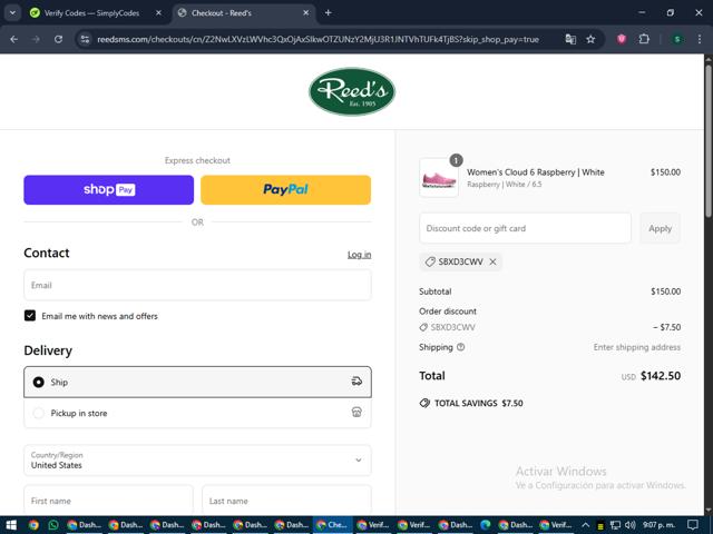 Reed's checkout page showing Reed's promo code box | Screenshot taken by SimplyCodes community member on Jun 18, 2025