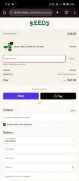 REEDS15 coupon verification screenshot