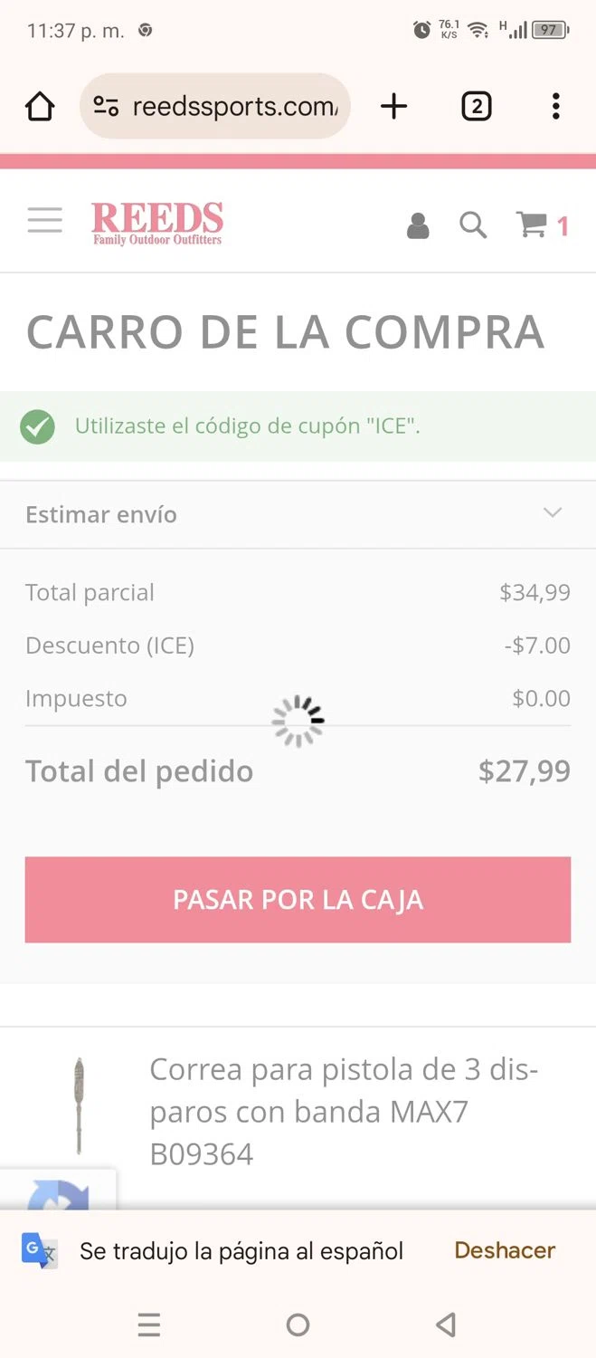Reeds Sports checkout page showing Reeds Sports promo code box | Screenshot taken by SimplyCodes community member on Feb 4, 2025