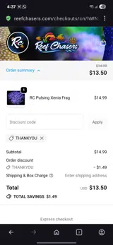 Thankyou coupon verification screenshot