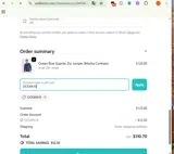 OCEAN10 coupon verification screenshot