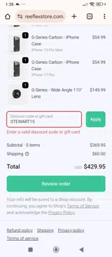 STEWART15 coupon verification screenshot