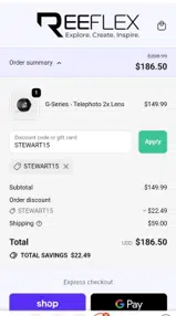 STEWART15 coupon verification screenshot