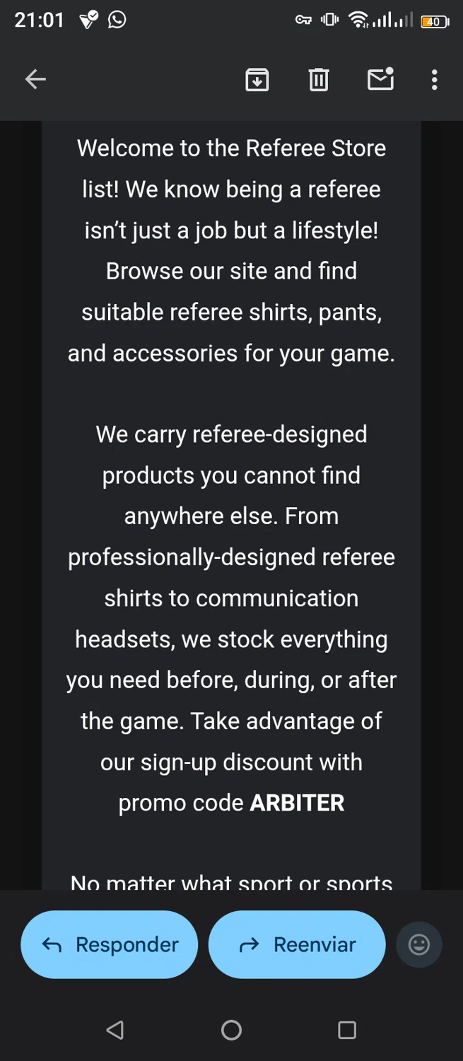 Referee Store coupon code screenshot showing code ARBITER applied at Referee Store checkout page. Uploaded by SimplyCodes community member jimmytheis on Sep 22, 2025