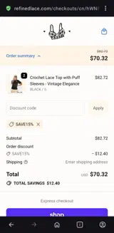 save15% coupon verification screenshot